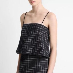 Vince Trellis Plaid Tie Back Top